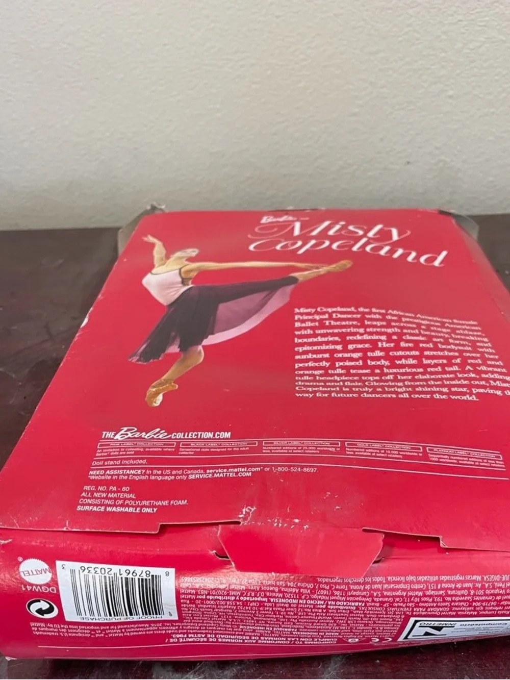 Barbie collector pink label Misty Copeland Red Ballet Costume with Tulle Skirt